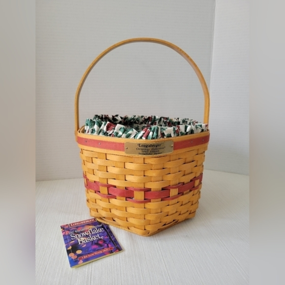 Longaberger 1997 Christmas Collection Snowflake‎ Basket with Protector and liner